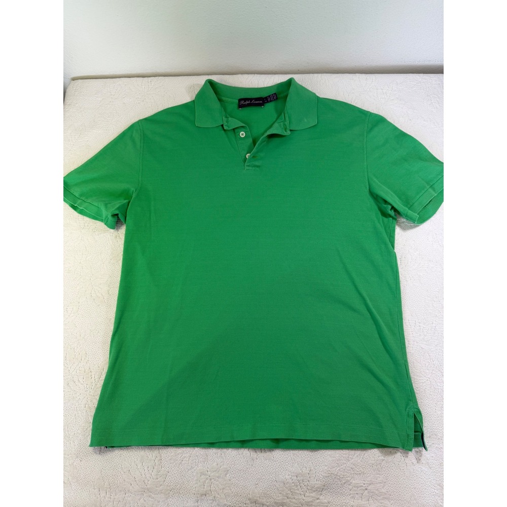 Ralph Lauren Purple Label Mens Green Cotton Pique Polo Shirt Made in Italy L